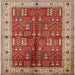 Square Mid-Century Modern Red Oriental Rug, urb2869