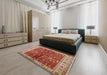 Mid-Century Modern Red Oriental Rug in a Bedroom, urb2869