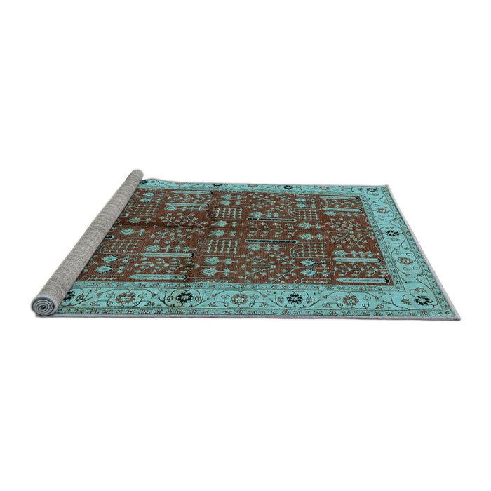 Sideview of Machine Washable Oriental Light Blue Industrial Rug, wshurb2869lblu