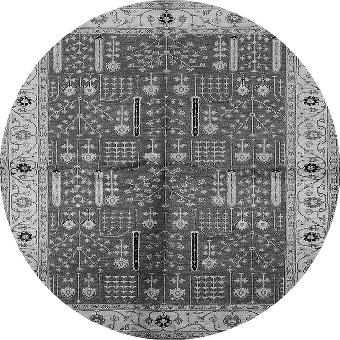 Round Oriental Gray Industrial Rug, urb2869gry