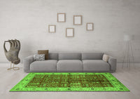 Machine Washable Oriental Green Industrial Rug, wshurb2869grn