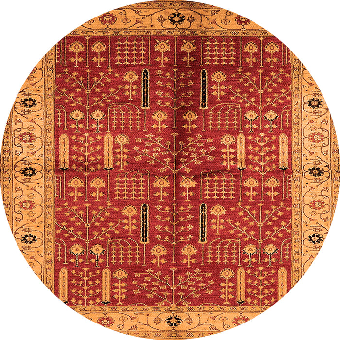 Round Oriental Orange Industrial Rug, urb2869org