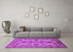 Machine Washable Oriental Purple Industrial Area Rugs in a Living Room, wshurb2870pur