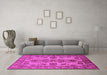 Machine Washable Oriental Pink Industrial Rug in a Living Room, wshurb2870pnk