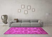 Machine Washable Oriental Pink Industrial Rug, wshurb2870pnk