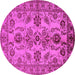 Round Machine Washable Oriental Pink Industrial Rug, wshurb2870pnk