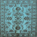 Square Machine Washable Oriental Light Blue Industrial Rug, wshurb2870lblu