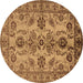 Round Machine Washable Oriental Brown Industrial Rug, wshurb2870brn