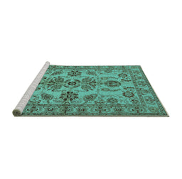 Sideview of Machine Washable Oriental Turquoise Industrial Area Rugs, wshurb2870turq