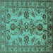 Square Oriental Turquoise Industrial Rug, urb2870turq