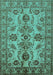 Machine Washable Oriental Turquoise Industrial Area Rugs, wshurb2870turq