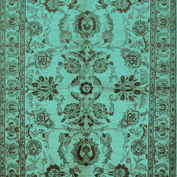 Machine Washable Oriental Turquoise Industrial Area Rugs, wshurb2870turq