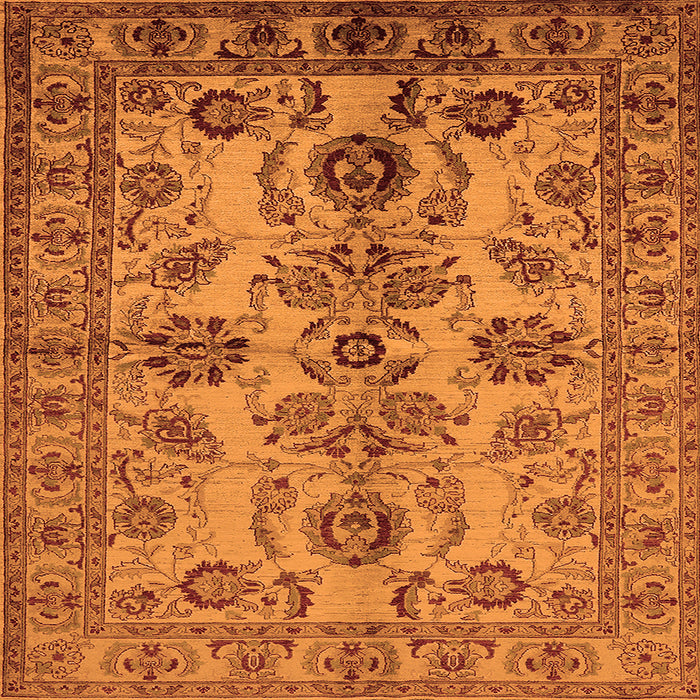 Square Machine Washable Oriental Orange Industrial Area Rugs, wshurb2870org