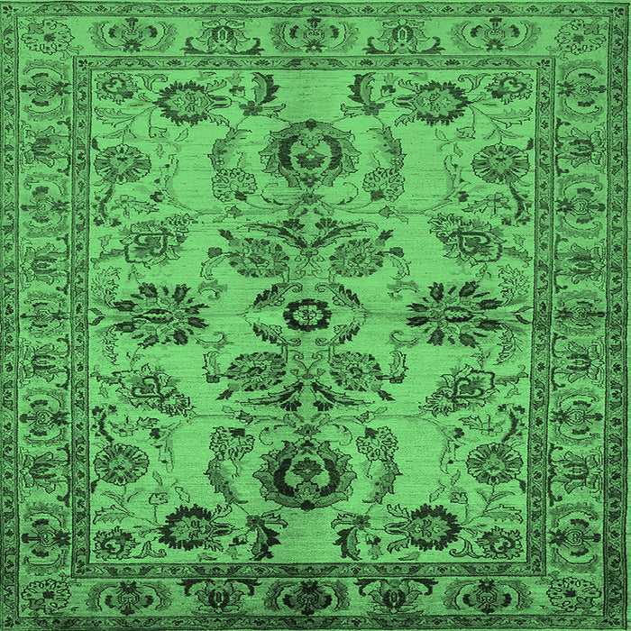 Square Oriental Emerald Green Industrial Rug, urb2870emgrn