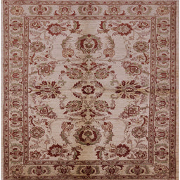 Square Mid-Century Modern Camel Brown Oriental Rug, urb2870