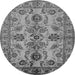 Round Machine Washable Oriental Gray Industrial Rug, wshurb2870gry