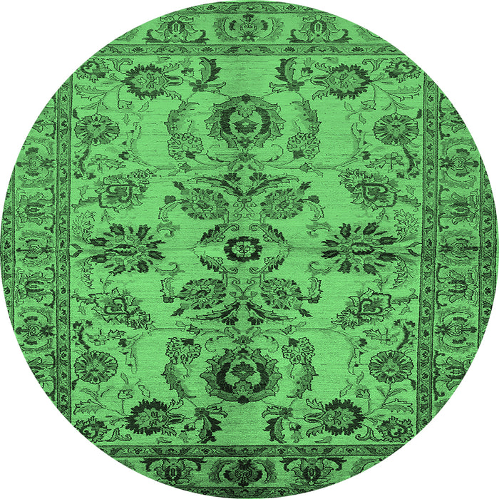 Round Oriental Emerald Green Industrial Rug, urb2870emgrn