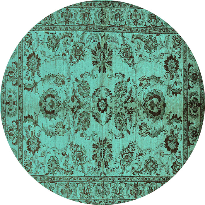 Round Oriental Turquoise Industrial Rug, urb2870turq