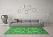 Machine Washable Oriental Emerald Green Industrial Area Rugs in a Living Room,, wshurb2870emgrn