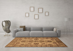 Machine Washable Oriental Brown Industrial Rug in a Living Room,, wshurb2870brn