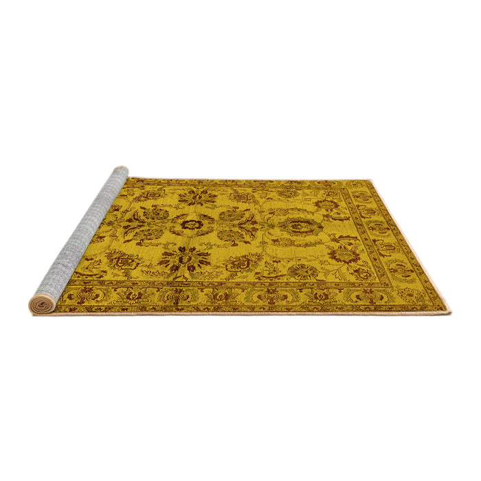 Sideview of Machine Washable Oriental Yellow Industrial Rug, wshurb2870yw