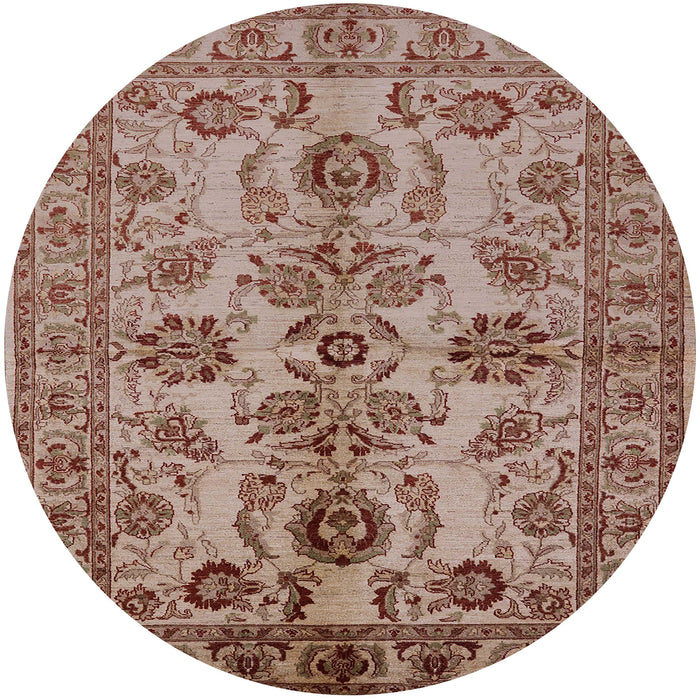 Round Mid-Century Modern Camel Brown Oriental Rug, urb2870