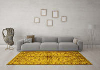 Machine Washable Oriental Yellow Industrial Rug, wshurb2871yw