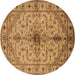 Round Machine Washable Oriental Brown Industrial Rug, wshurb2871brn