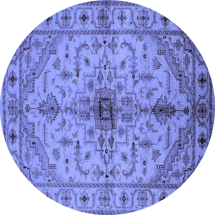 Round Oriental Blue Industrial Rug, urb2871blu