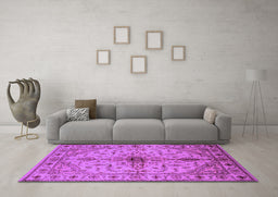 Machine Washable Oriental Purple Industrial Area Rugs in a Living Room, wshurb2871pur
