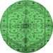 Round Oriental Emerald Green Industrial Rug, urb2871emgrn