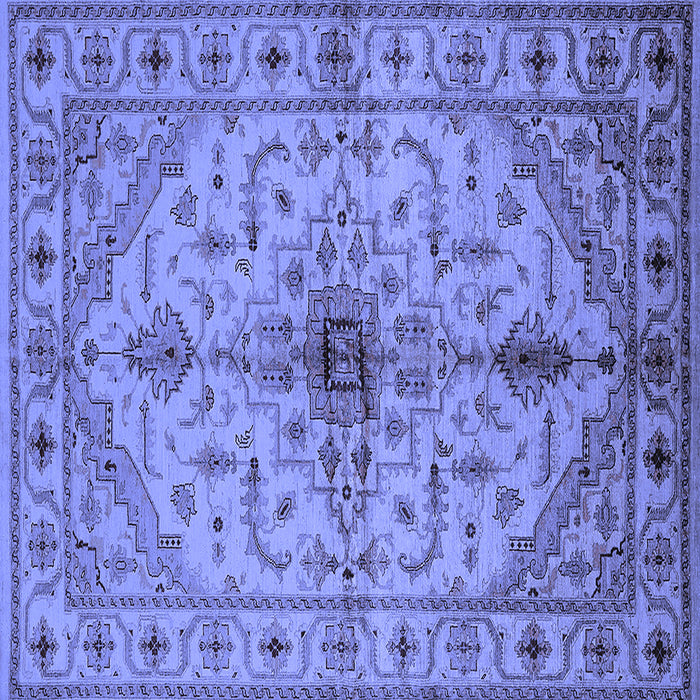 Square Machine Washable Oriental Blue Industrial Rug, wshurb2871blu