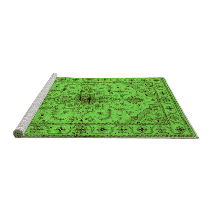 Sideview of Machine Washable Oriental Green Industrial Area Rugs, wshurb2871grn