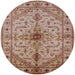 Round Mid-Century Modern Chestnut Red Oriental Rug, urb2871