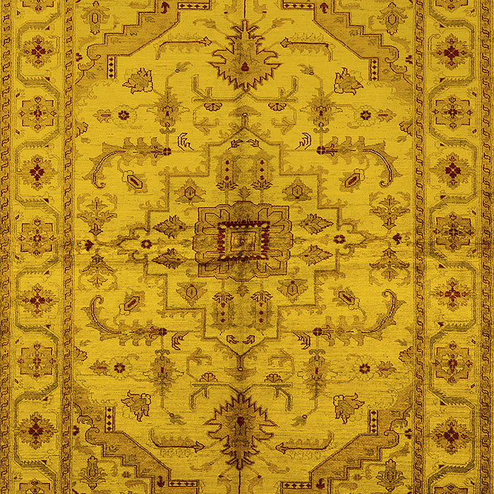 Machine Washable Oriental Yellow Industrial Rug, wshurb2871yw