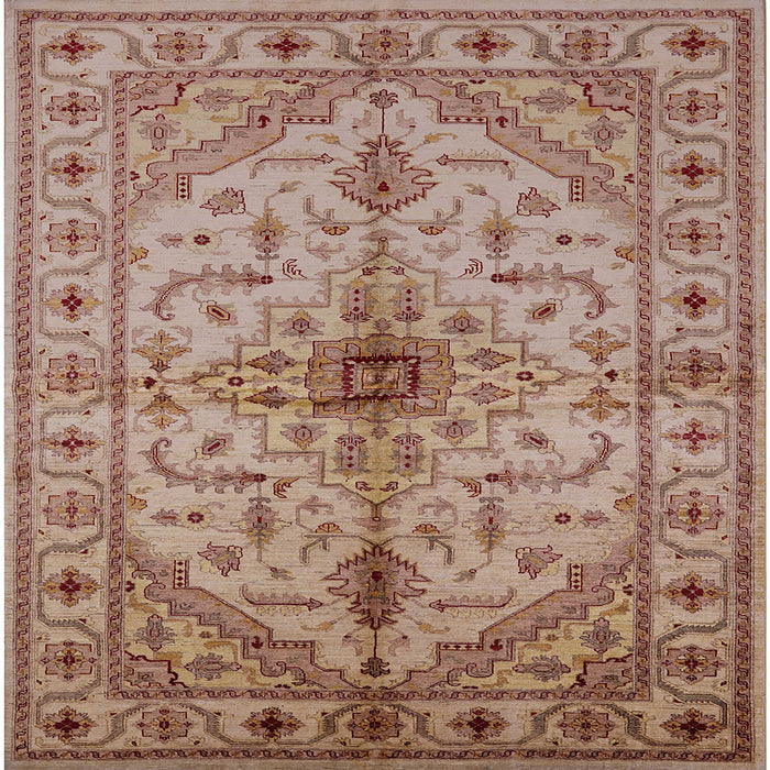 Square Mid-Century Modern Chestnut Red Oriental Rug, urb2871