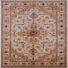 Square Mid-Century Modern Chestnut Red Oriental Rug, urb2871