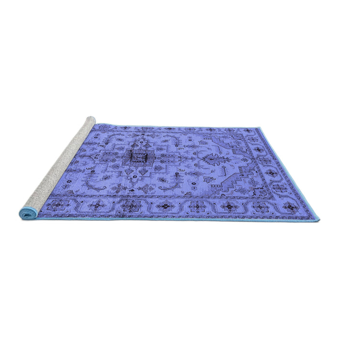 Sideview of Machine Washable Oriental Blue Industrial Rug, wshurb2871blu