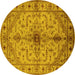 Round Oriental Yellow Industrial Rug, urb2871yw