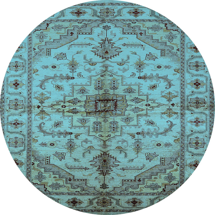 Round Oriental Light Blue Industrial Rug, urb2871lblu