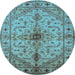 Round Oriental Light Blue Industrial Rug, urb2871lblu