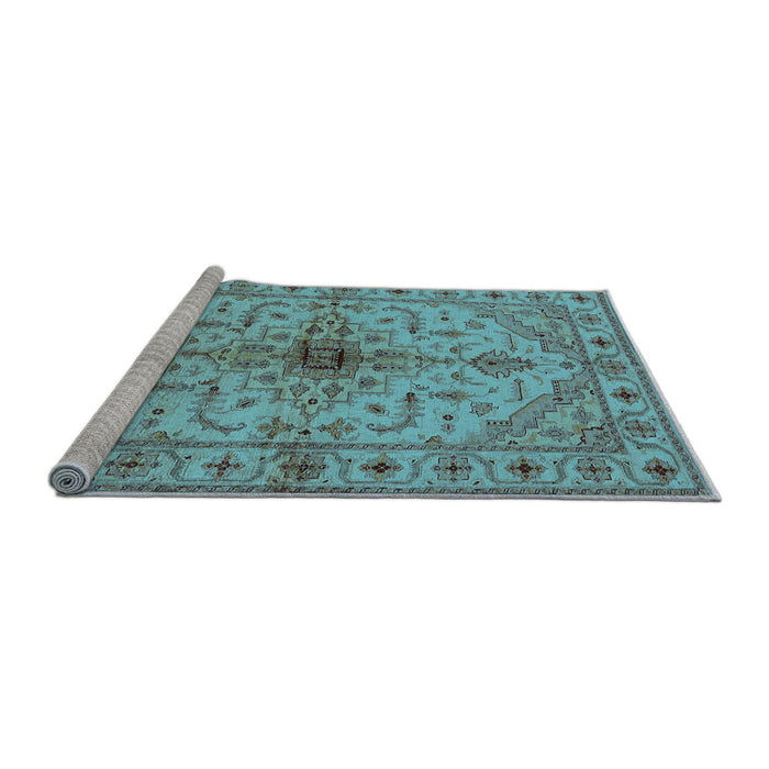 Sideview of Machine Washable Oriental Light Blue Industrial Rug, wshurb2871lblu