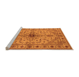 Sideview of Machine Washable Oriental Orange Industrial Area Rugs, wshurb2871org