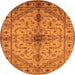 Round Machine Washable Oriental Orange Industrial Area Rugs, wshurb2871org