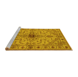 Sideview of Machine Washable Oriental Yellow Industrial Rug, wshurb2871yw