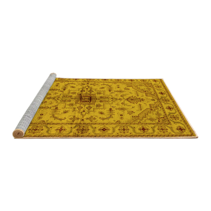 Sideview of Machine Washable Oriental Yellow Industrial Rug, wshurb2871yw