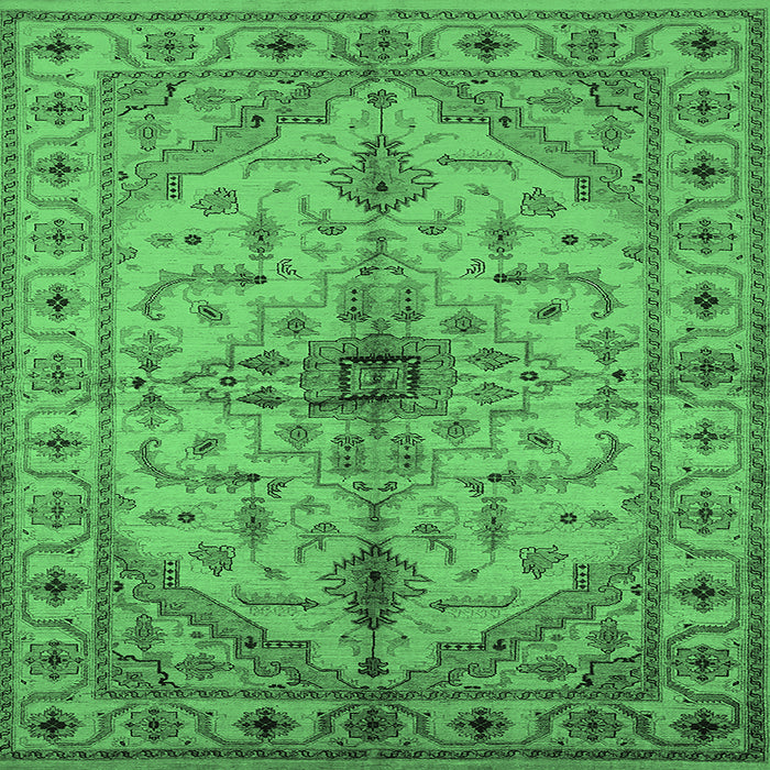 Square Oriental Emerald Green Industrial Rug, urb2871emgrn