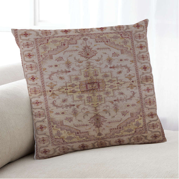 Lifestyle Image of Mid-Century Modern Urban Square Chestnut Red Throw Pillow, 18 inch by 18 inch, pwurb2871