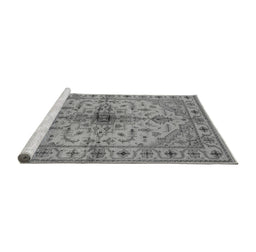 Sideview of Machine Washable Oriental Gray Industrial Rug, wshurb2871gry