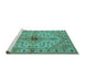 Sideview of Machine Washable Oriental Turquoise Industrial Area Rugs, wshurb2871turq